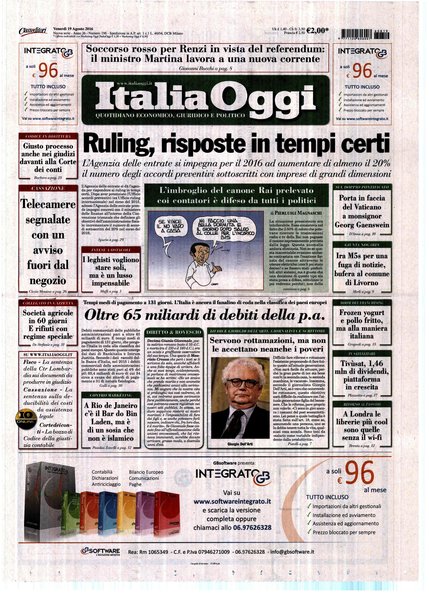 Italia oggi : quotidiano di economia finanza e politica